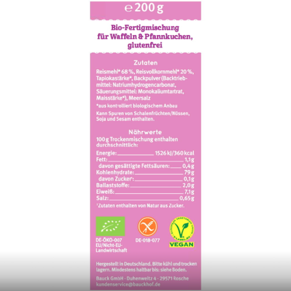 Bio Waffeln und Pfannkuchen Backmischung - glutenfrei - vom Bauckhof - Produktbeschreibung
